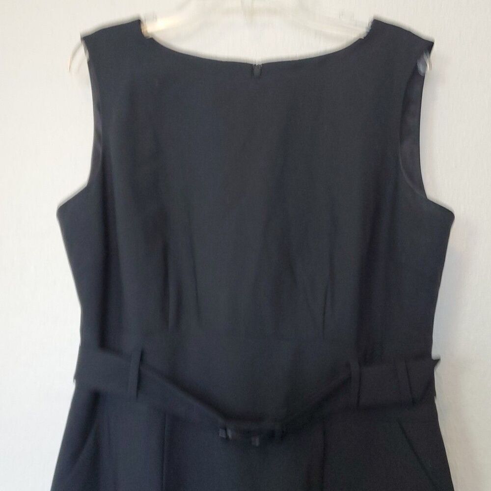 Banana‎ Republic Sz 6P Black Lined & Belted Sleeveless Sheath Dress with Pockets - Picture 2 of 16